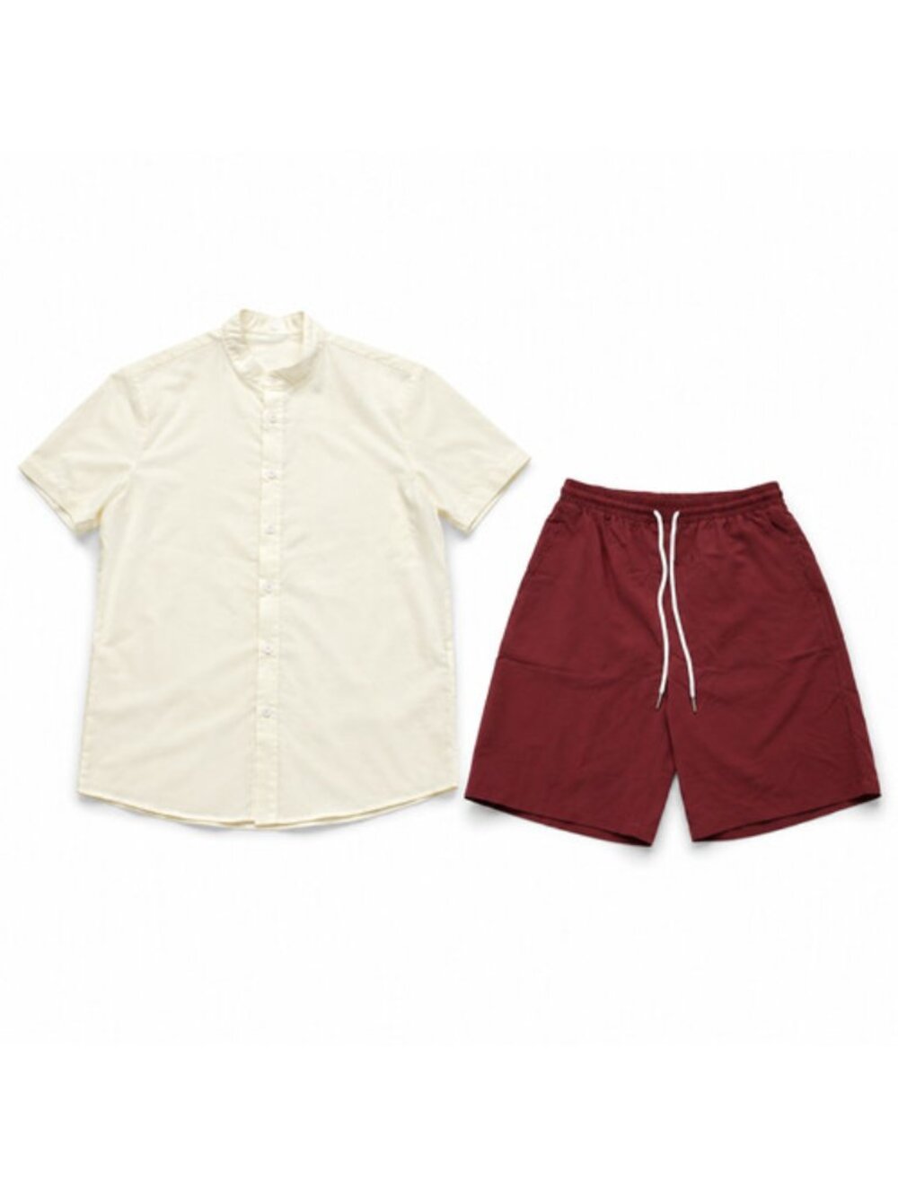 SHEIN Manfinity Men's White Shirt & Burgundy Shorts Set Small